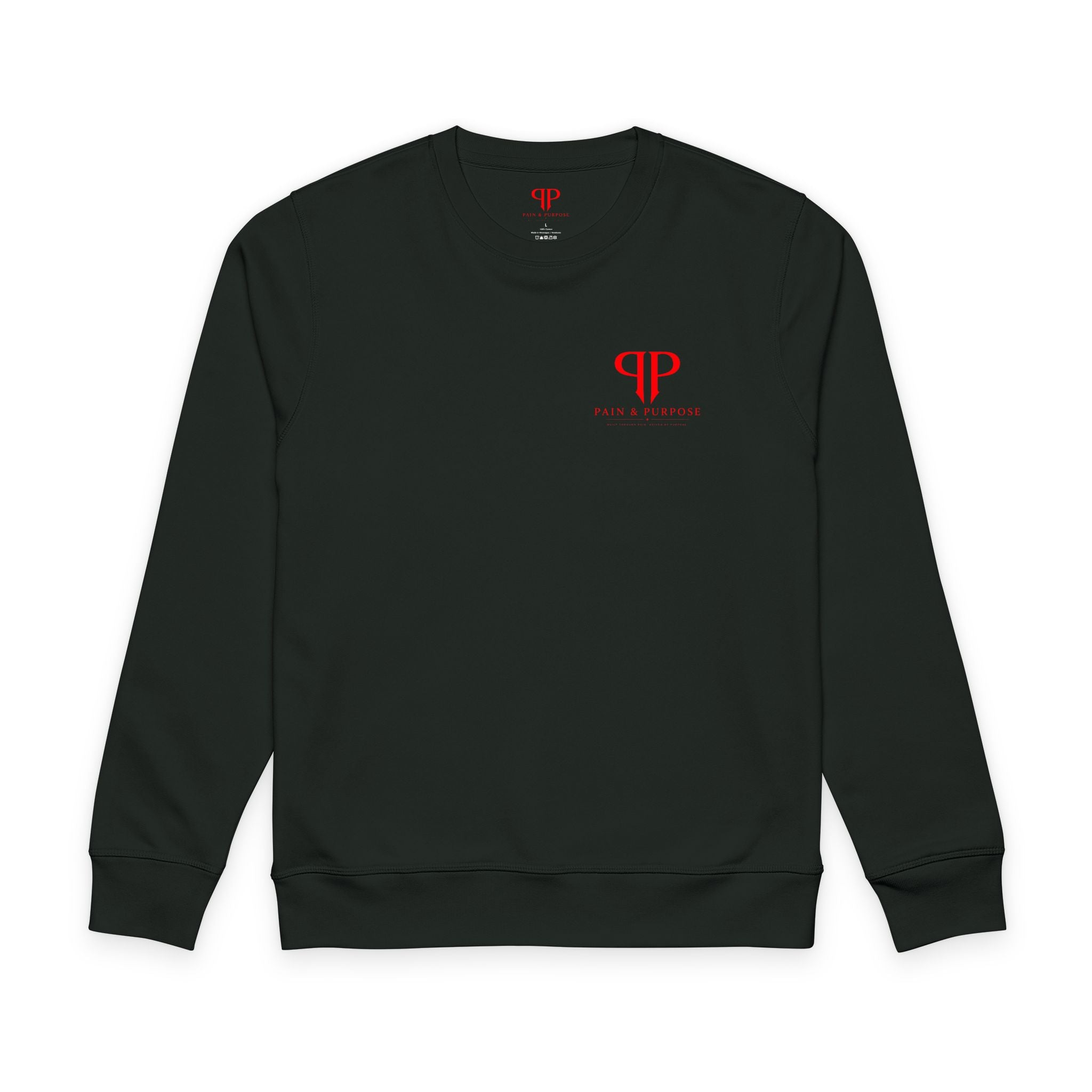 Pain & Purpose Logo Sweatshirt | Minimal Red Monogram